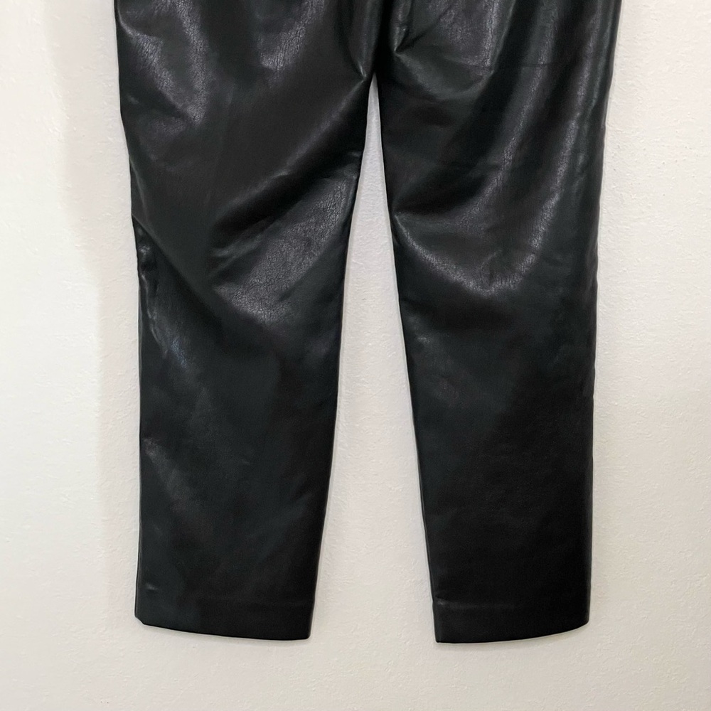 Aritzia Babaton Vegan Leather Belted Pant High Waist Tie Front Trouser Black 8 - Picture 12 of 16
